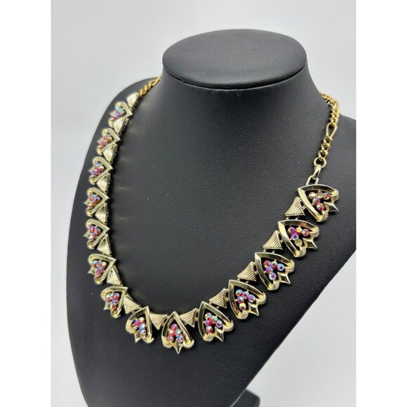 Vintage STAR Necklace & Earrings Set, Gold-Tone, w/Aurora Borealis Rhinestones-- - Picture 3 of 15